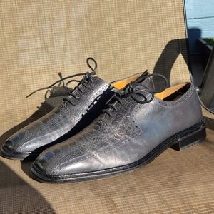 Mezlan grey leather and Ostrich 11.5